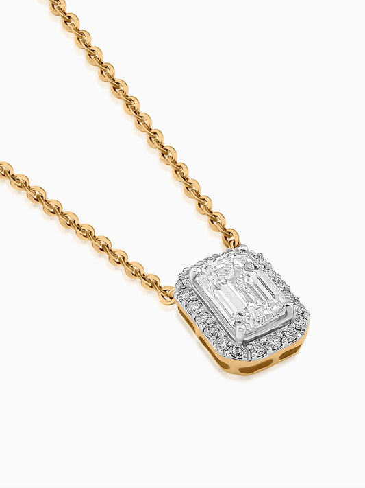 Step-Cut Halo Pendant