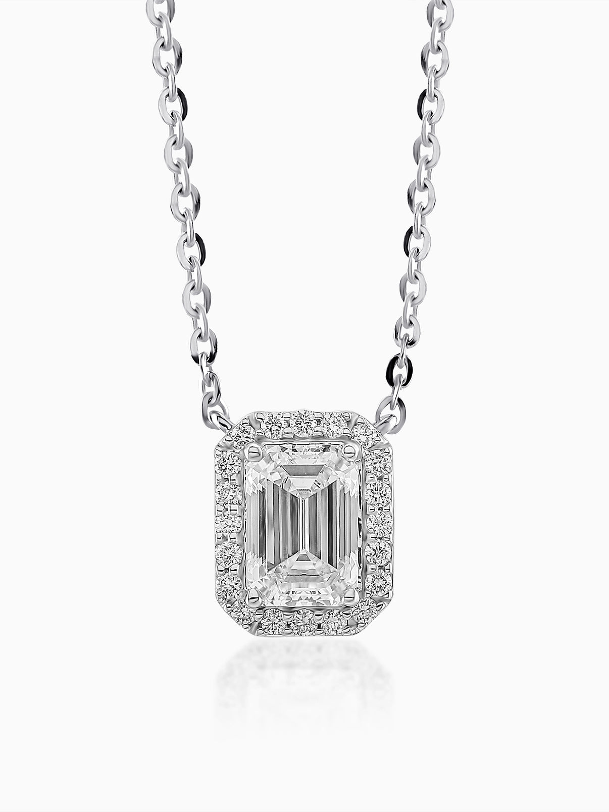 Step-Cut Halo Pendant