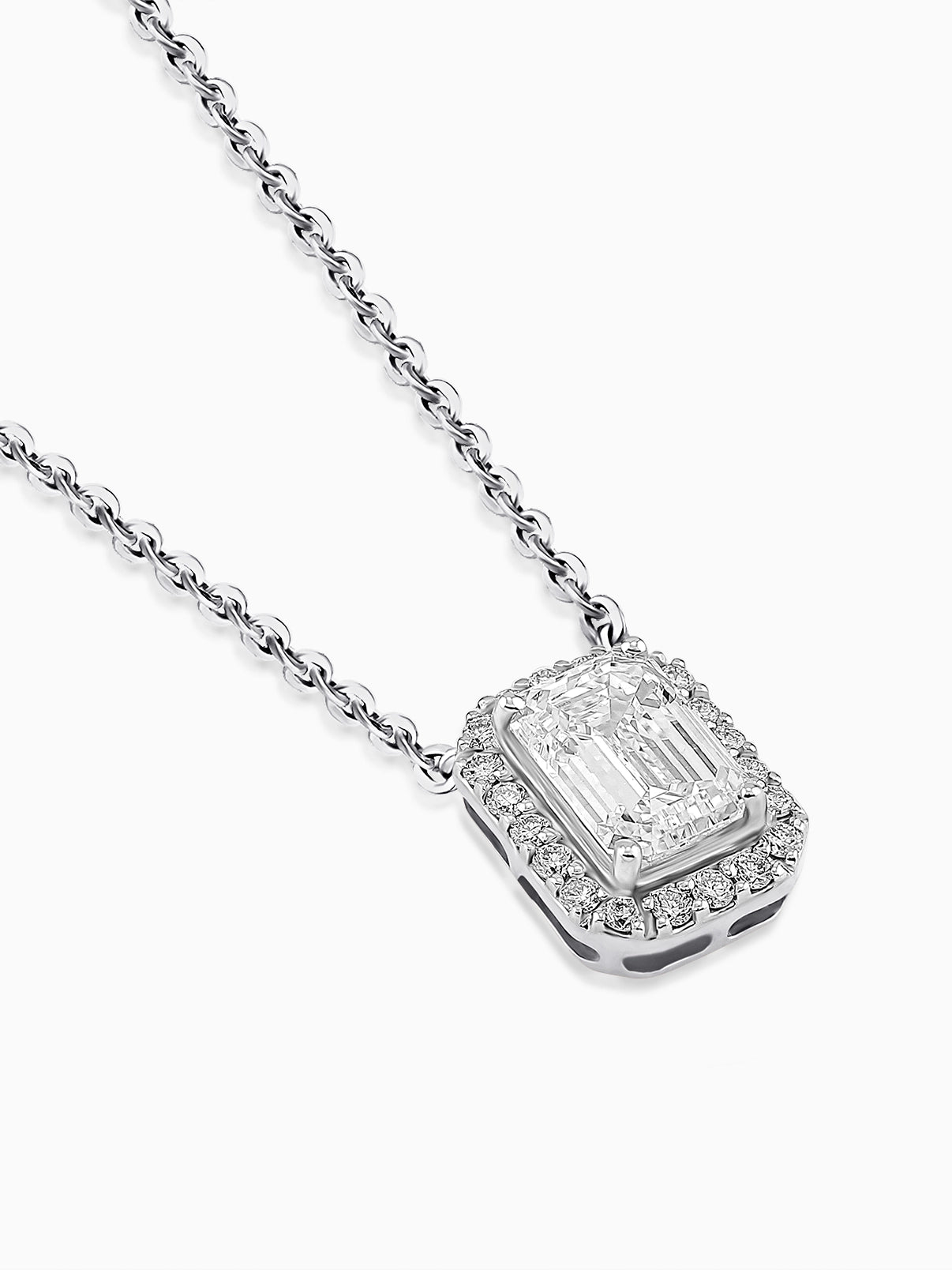 Step-Cut Halo Pendant