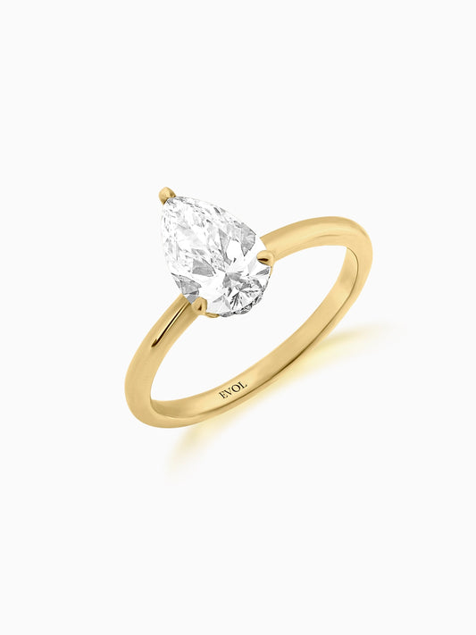 Halo Pear Diamond Ring