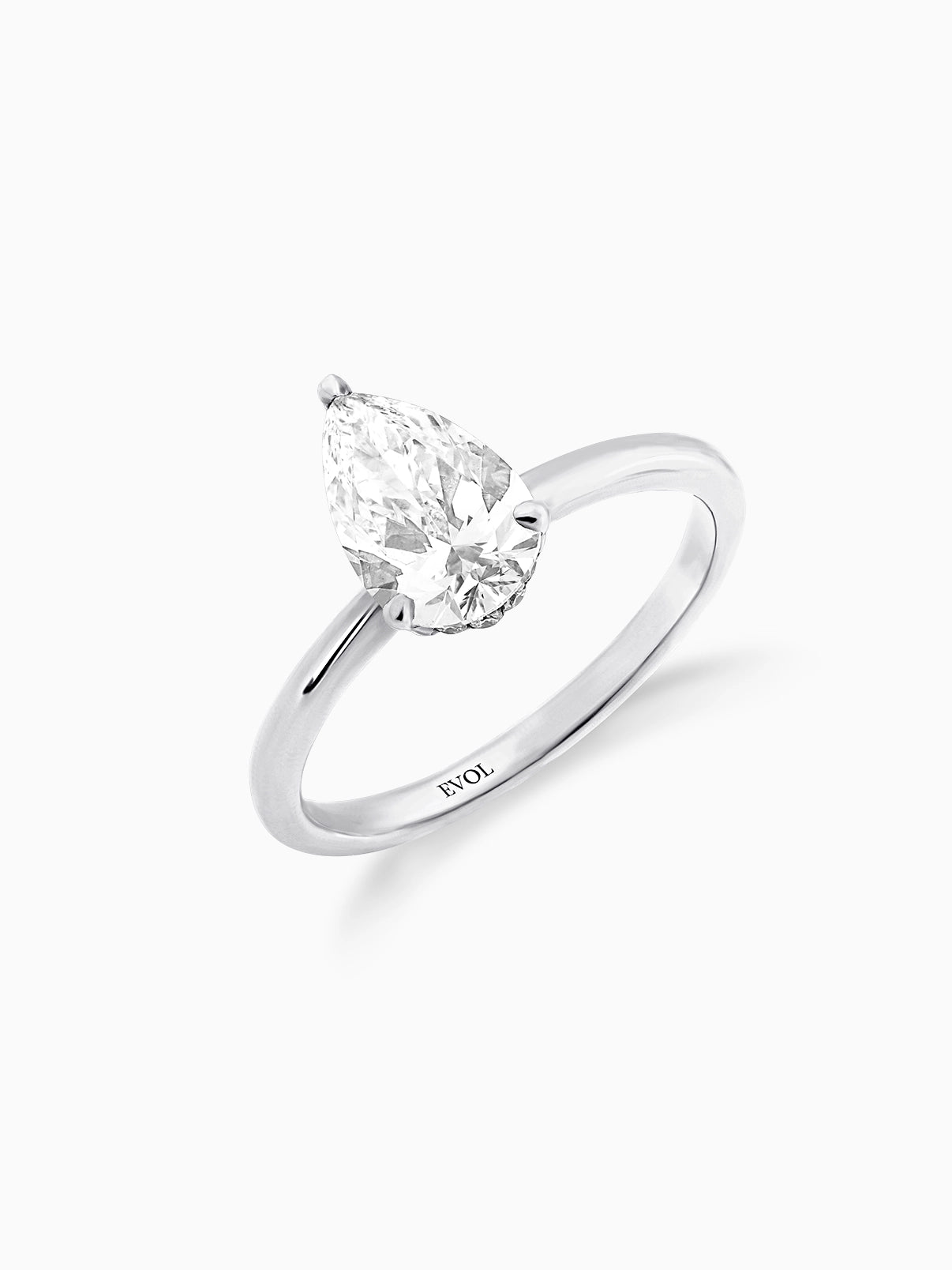 Halo Pear Diamond Ring