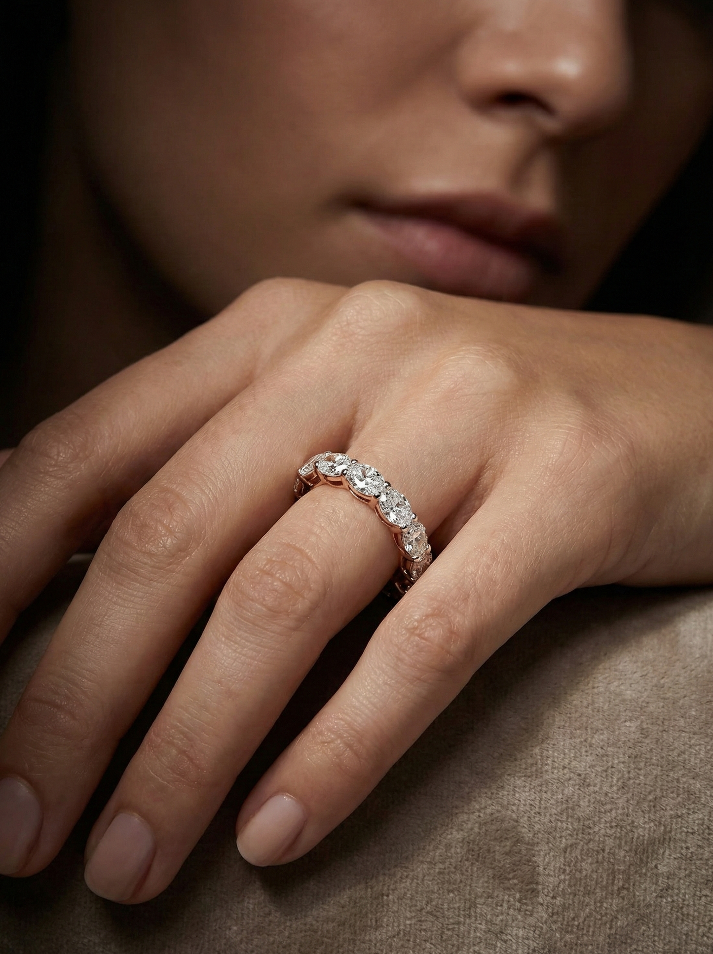 Lustrous Oval Eternity Band