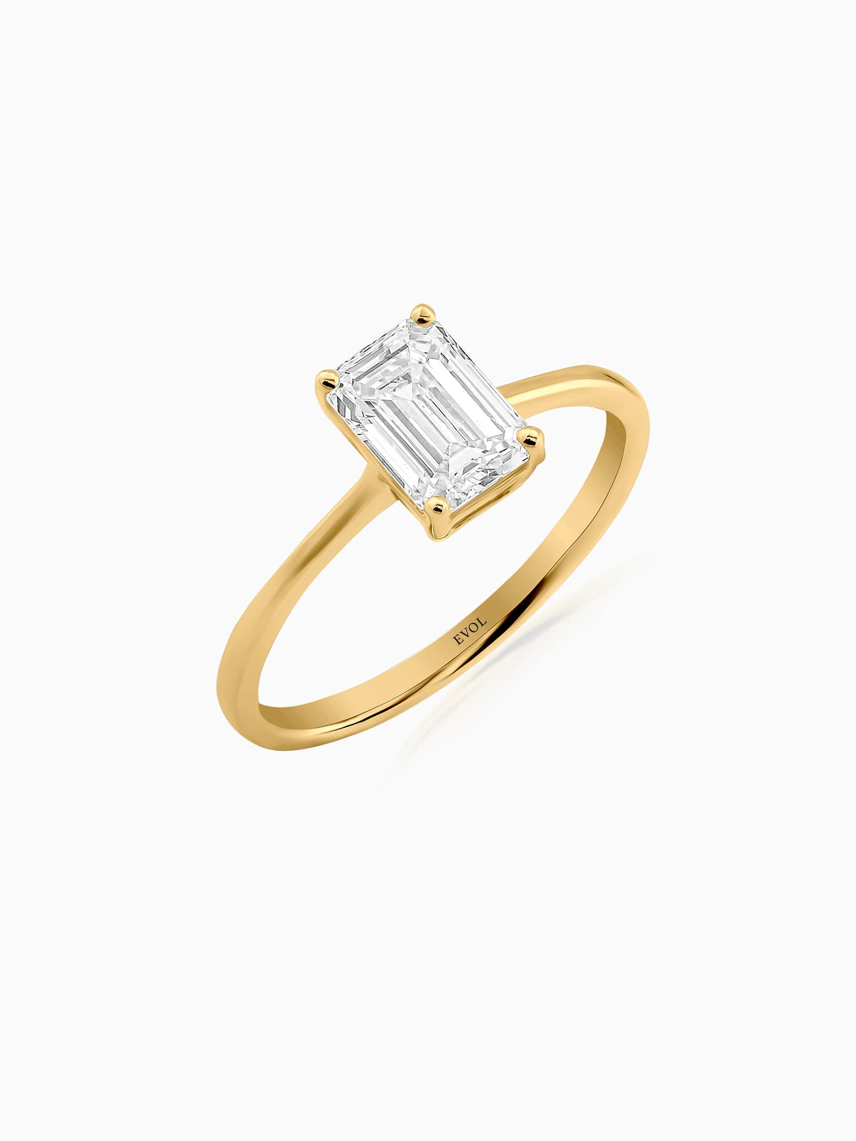 Sleek Emerald Solitaire Ring - Evol Jewels