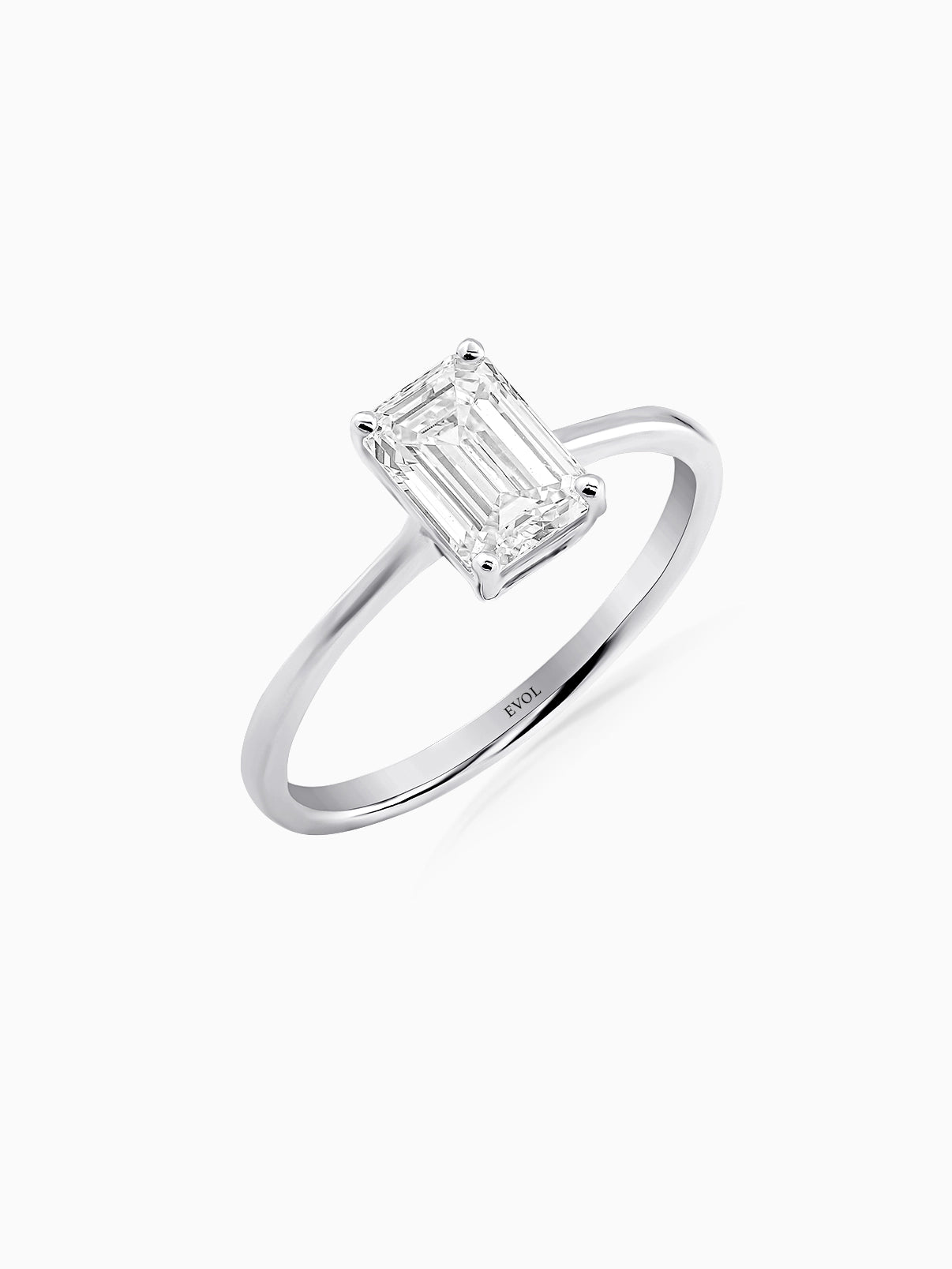 Sleek Emerald Solitaire Ring - Evol Jewels