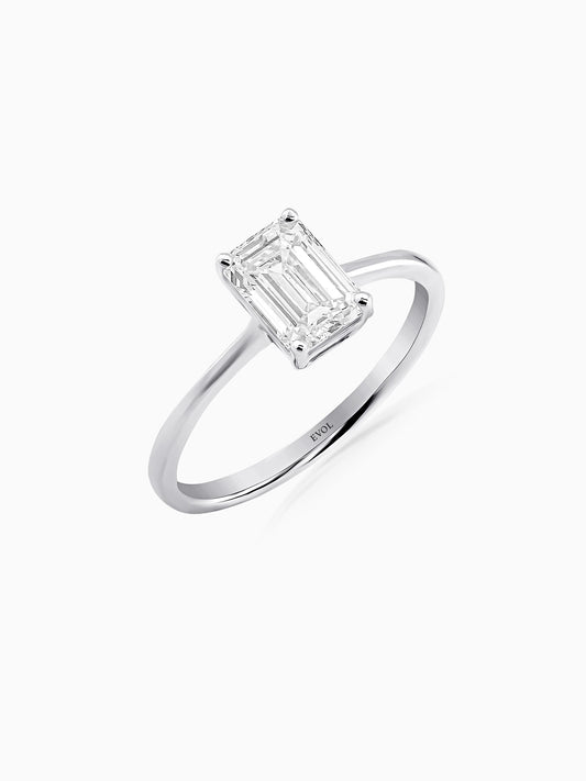 Sleek Emerald Solitaire Ring - Evol Jewels