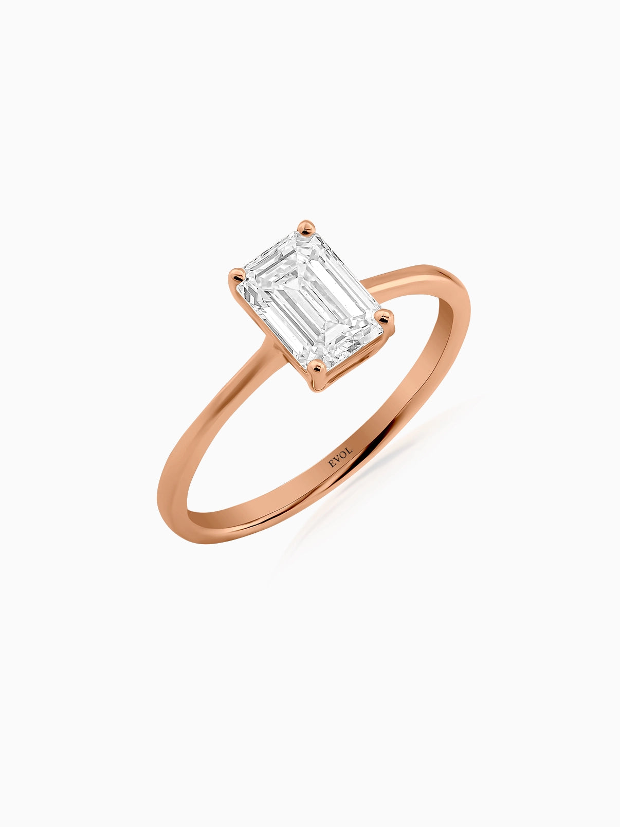 Sleek Emerald Solitaire Ring - Evol Jewels