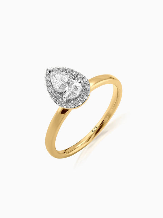 Crestline Pear Halo Ring