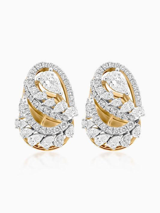 Emerald-Cut Contour Diamond Earrings