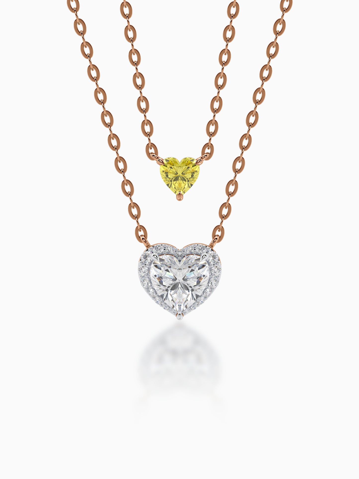 Heart Shape Solitaire Diamond Necklace Design
