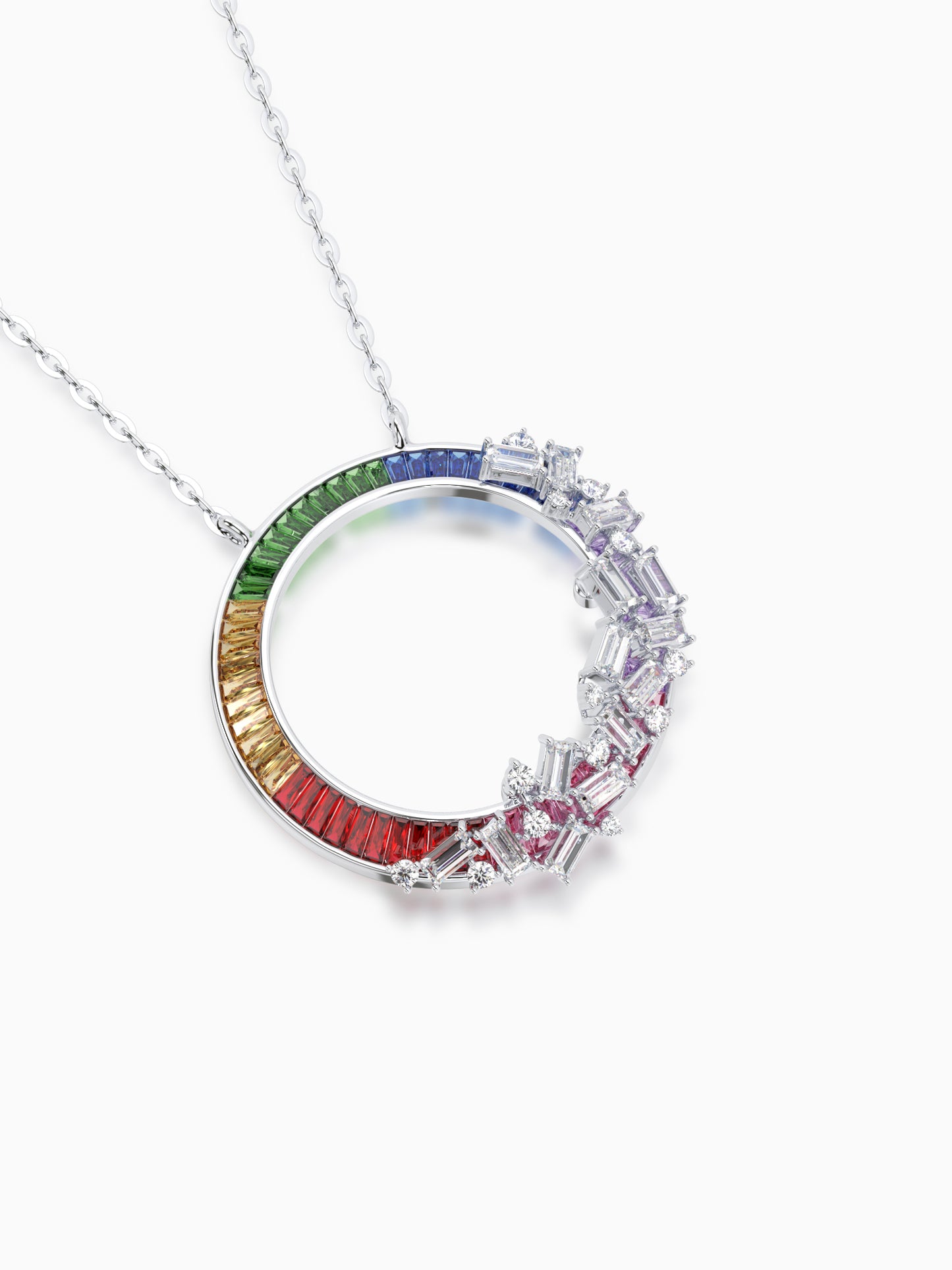 Multicolored Diamond Chain Pendant