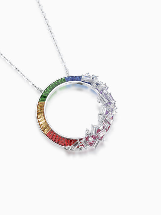 Multicolored Diamond Chain Pendant