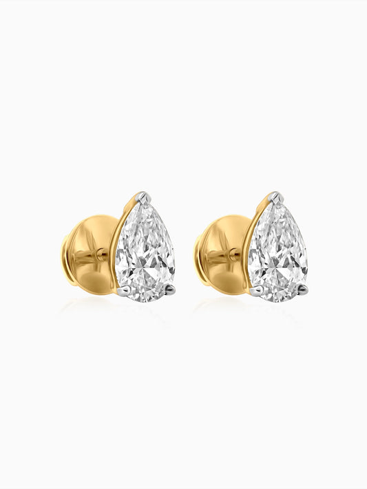 Pear Shaped Solitaire Diamond Earrings