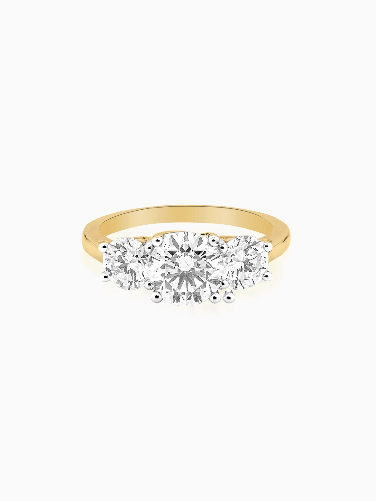 Round Shape Three Stone Diamond Ring Design