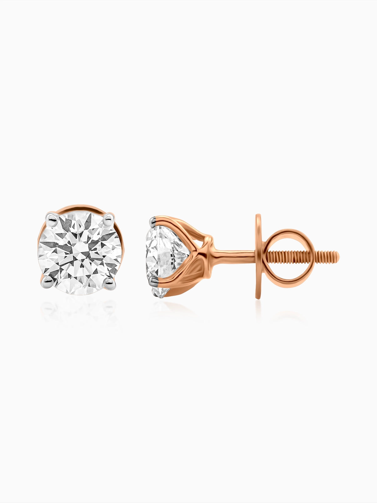 Round Single Diamond Earrings for Women