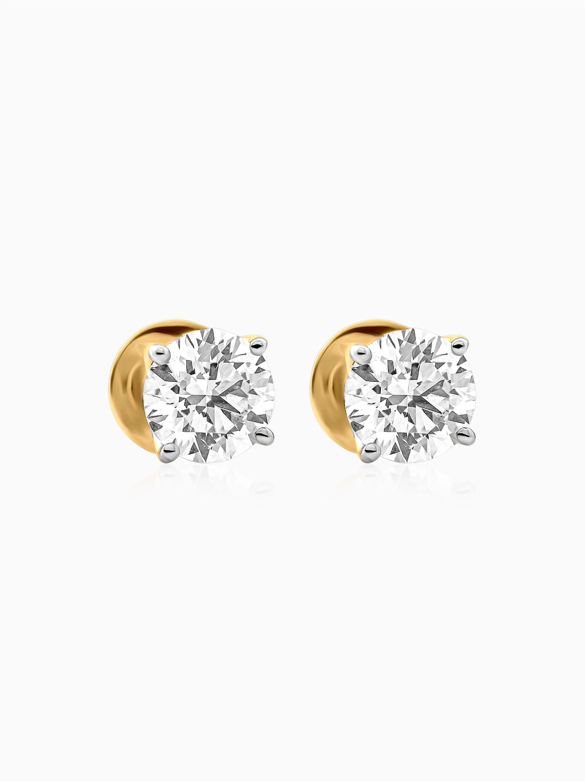 Round Solitaire Diamond Stud Earrings