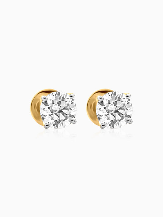 Round Solitaire Diamond Stud Earrings