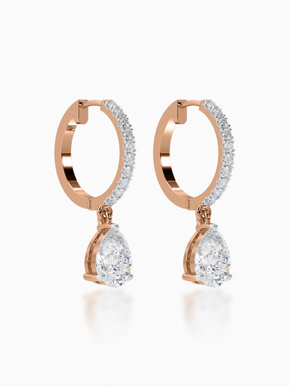 Lone Drop Diamond Huggie Earrings