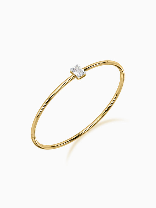 Emerald Cut Solitaire Diamond Bangle Bracelet