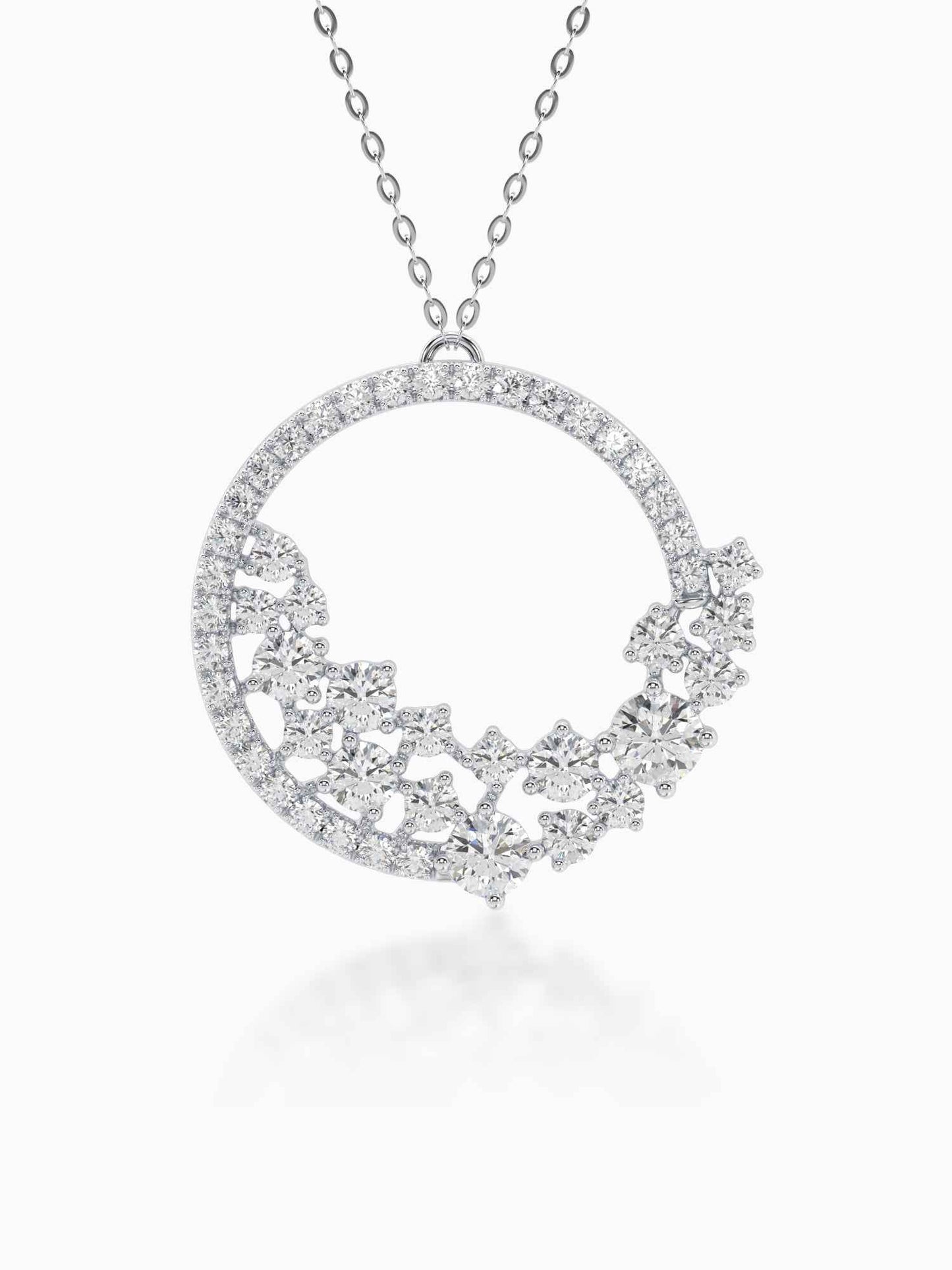 Round Cut Women Diamond Pendant with Chain
