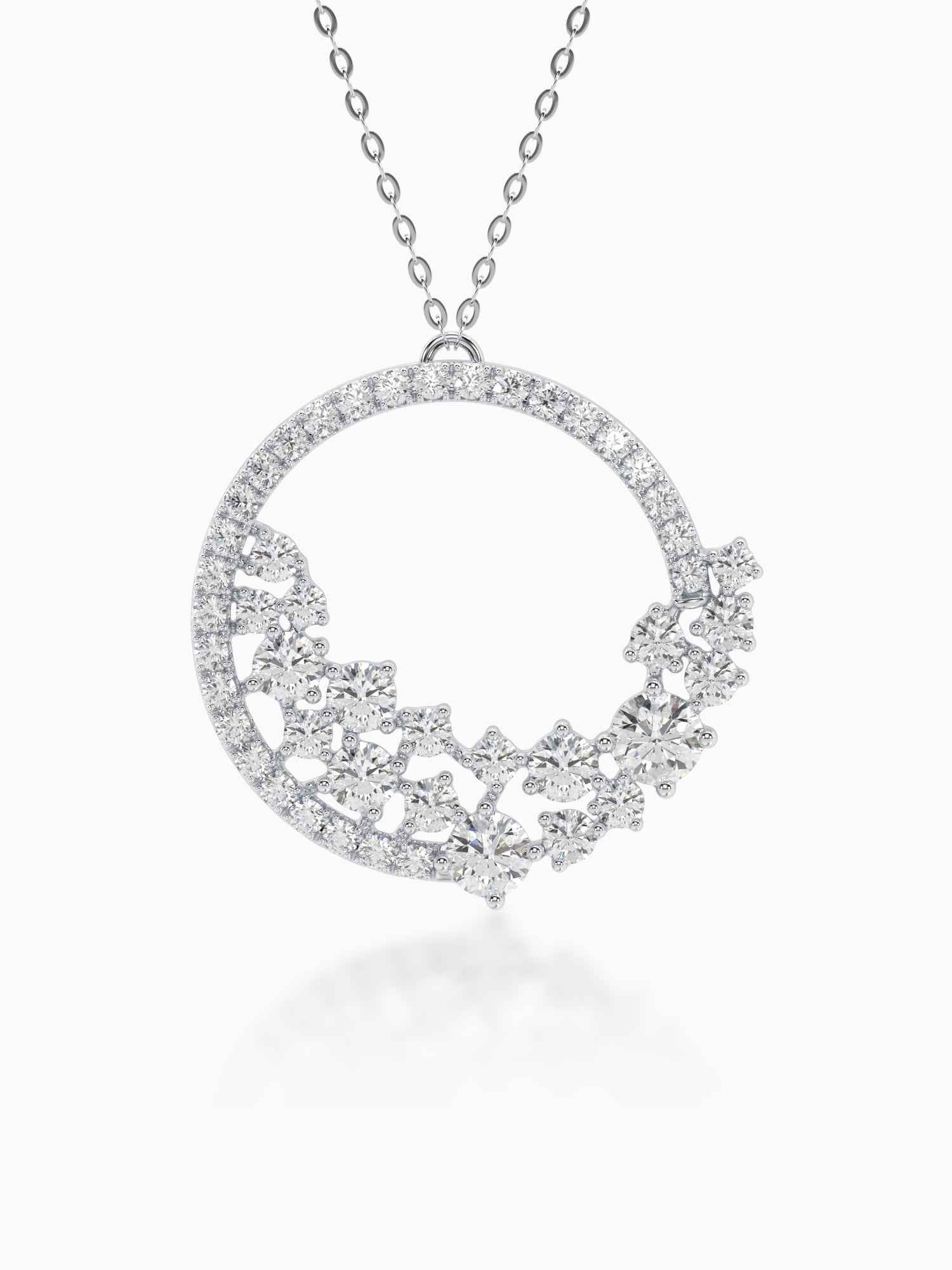 Round Cut Women Diamond Pendant with Chain
