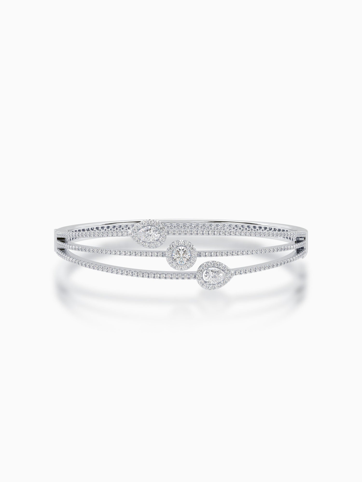 Trinity Oval Diamond Bangle Bracelet for Women